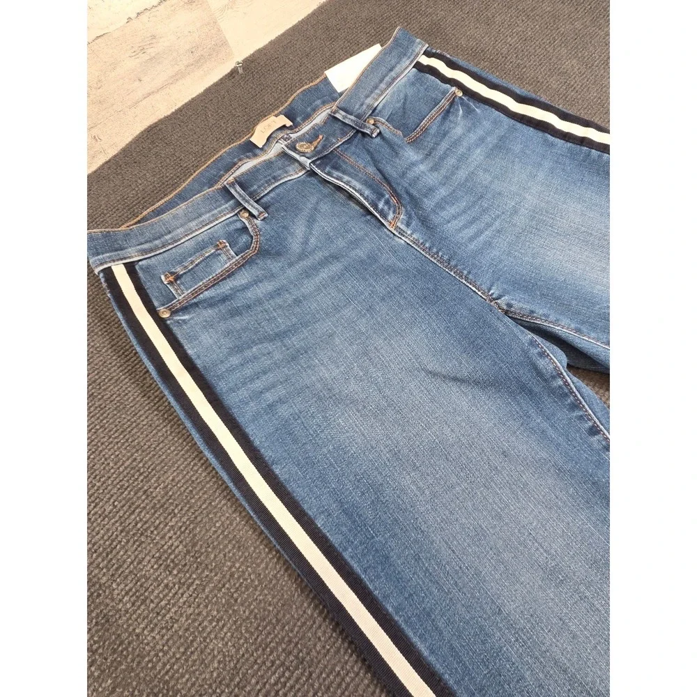 Loft Outlet Modern Skinny Jeans Womens 8 Blue Side Stripe Raw Hem‎ NWT